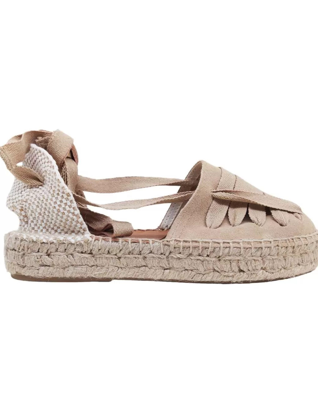 Shop CARMEN GARCIA Alpargata Serraje Cintas Plana Beige