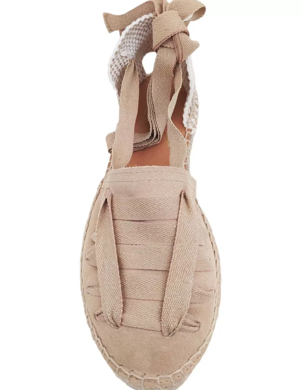 Shop CARMEN GARCIA Alpargata Serraje Cintas Plana Beige