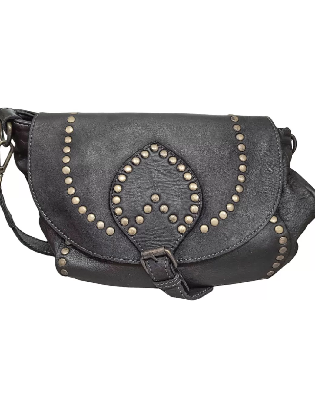 Fashion MERCURY Bolso Bandolera De Piel Tachuelas Negro