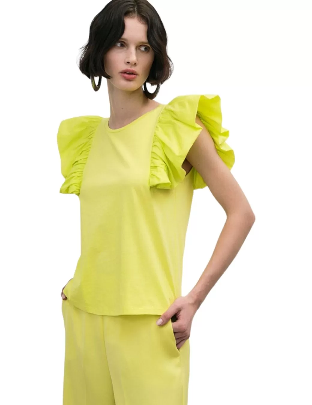 Store Access Camiseta Volante Hombro Amarillo