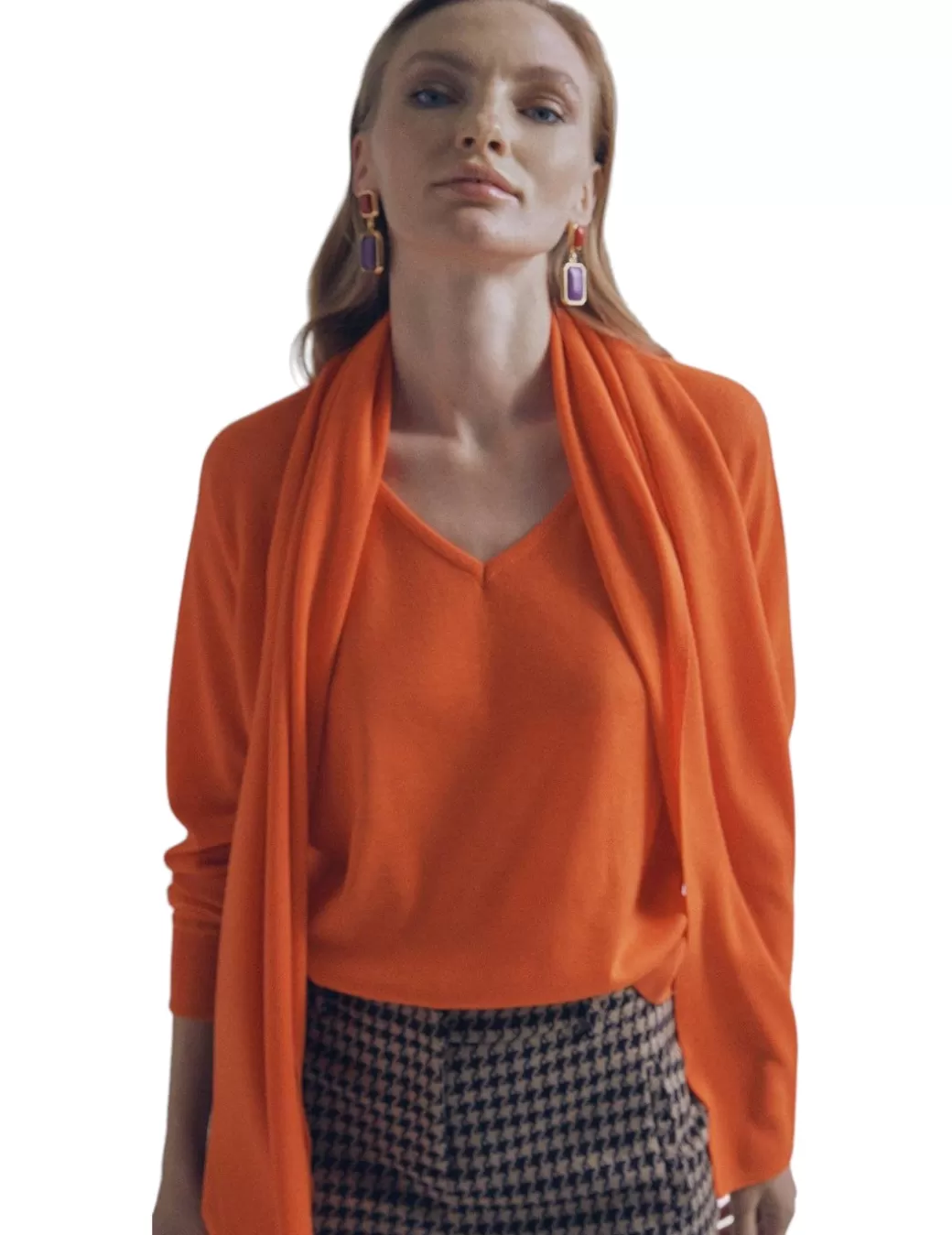 Clearance LOLA CASADEMUNT Jersey 32461015 Detalle Bufanda Naranja