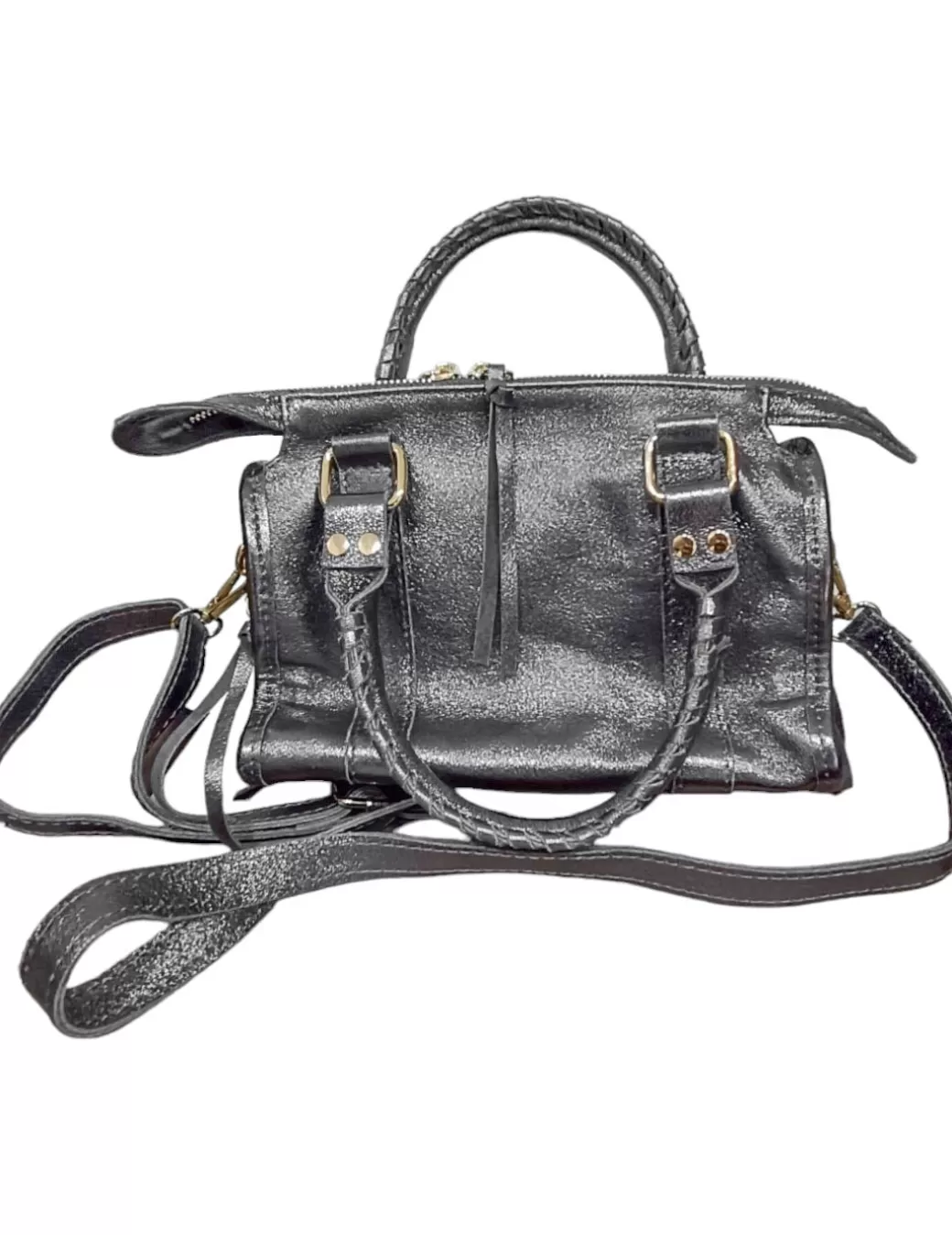 Online Leather country Mini Bolso De Piel Metalizada 3895108 Gris