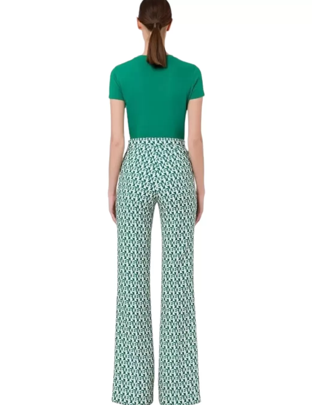 Shop Elisabetta Franchi Pantalón Campana Rombos Verde