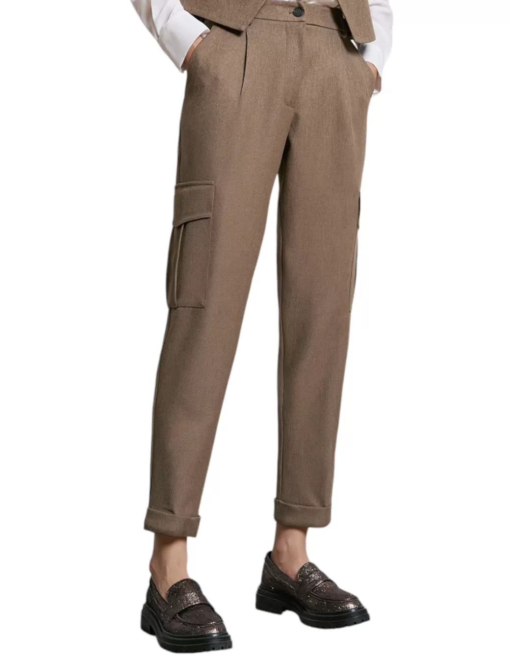 Best Access Pantalón Cargo Beige