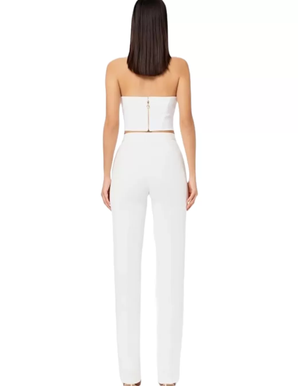 New Elisabetta Franchi Pantalón Recto Aplicaciones Blanco