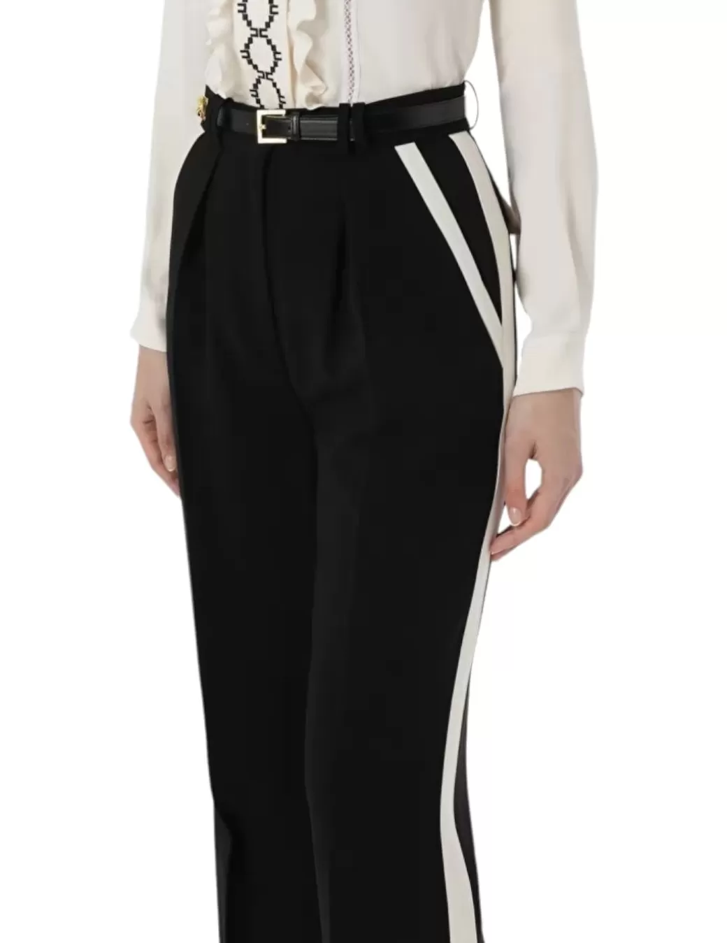 Clearance Elisabetta Franchi Pantalón Elisabetta Pinzas Cinturón Negro