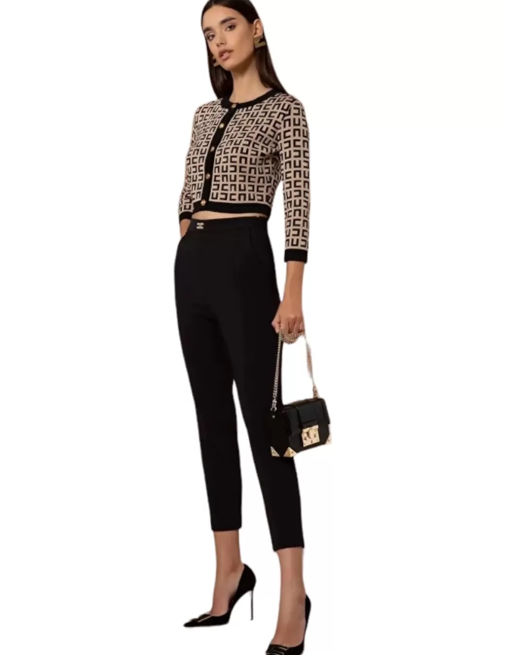 Clearance Elisabetta Franchi Pantalón Pitillo Tobillero Negro