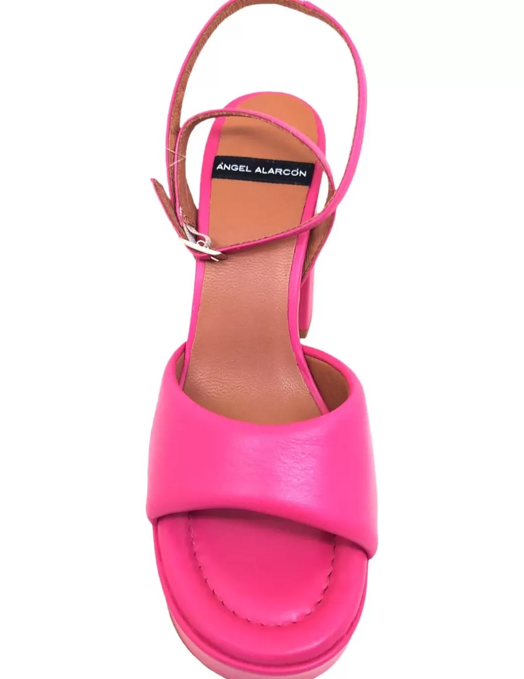 New Angel Alarcon Sandalia De Plataforma Con Tacón Ancho Kelis Fuxia Rosa