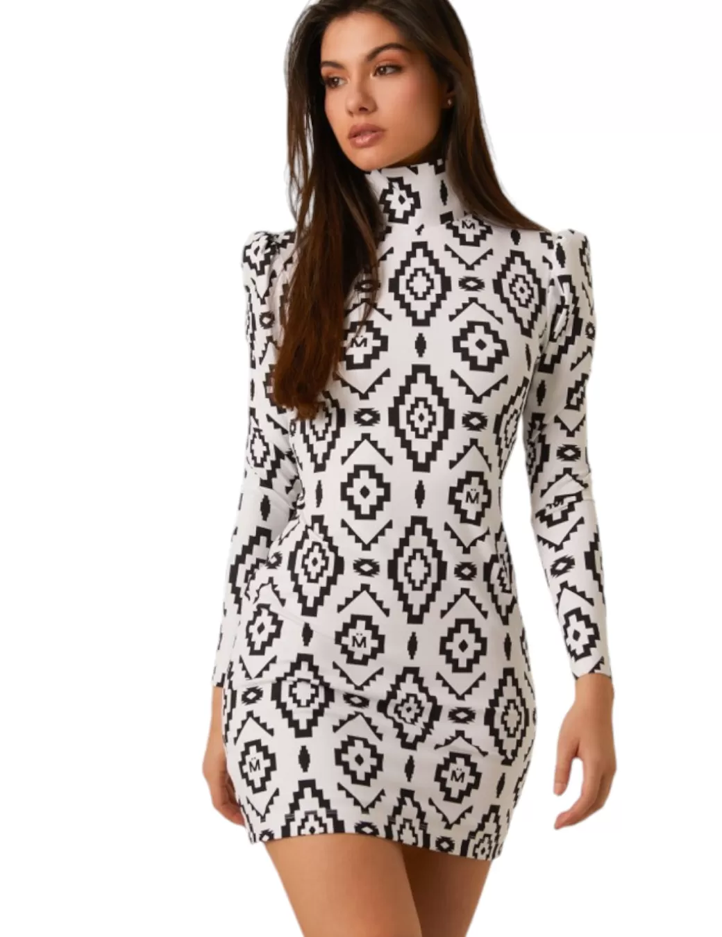 New Mangata Vestido 2402-0001 Blanco/ Negro