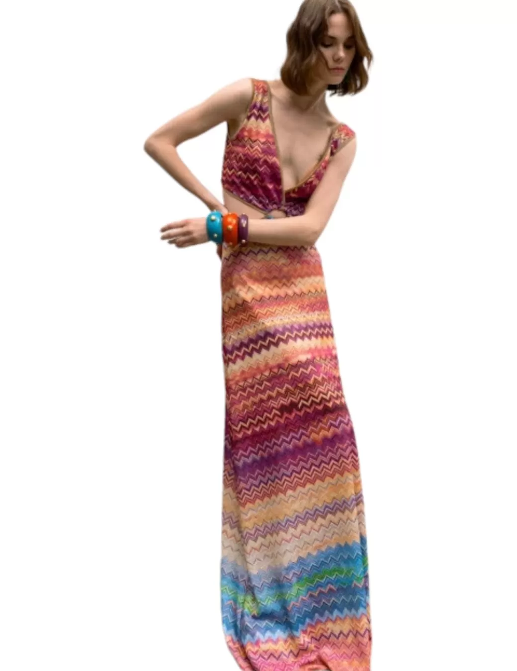 Sale Access Vestido Largo Arandela Étnico Multicolor