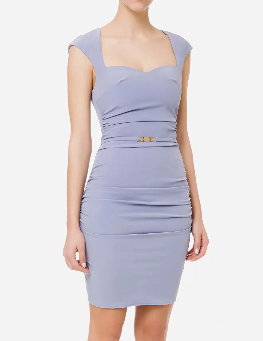 Discount Elisabetta Franchi Vestido Drapeado Cinturon Azul