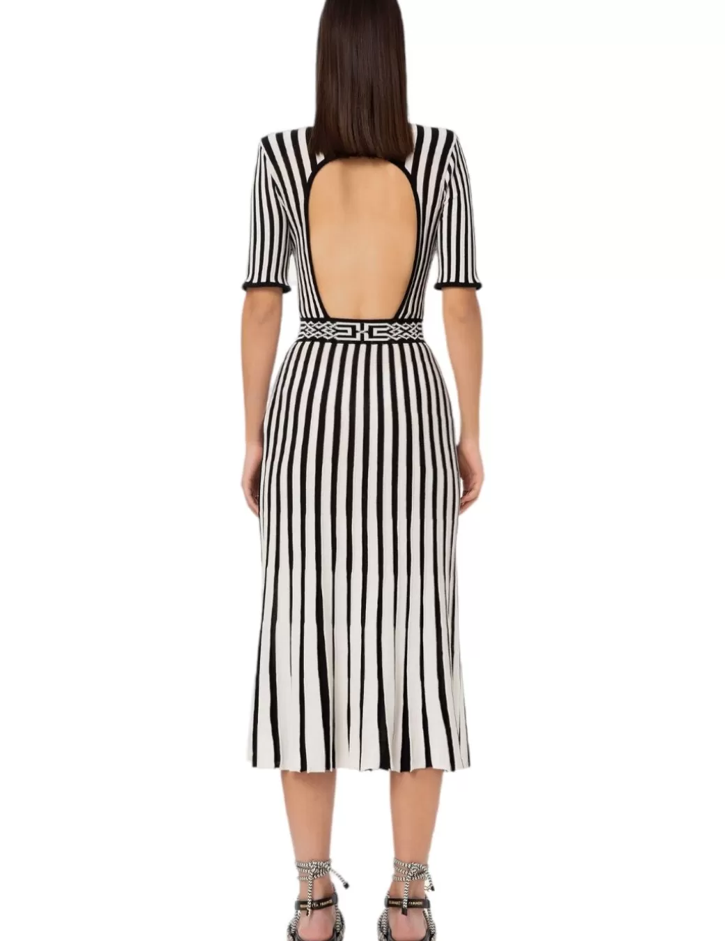 Best Sale Elisabetta Franchi Vestido Plisado Bicolor Negro