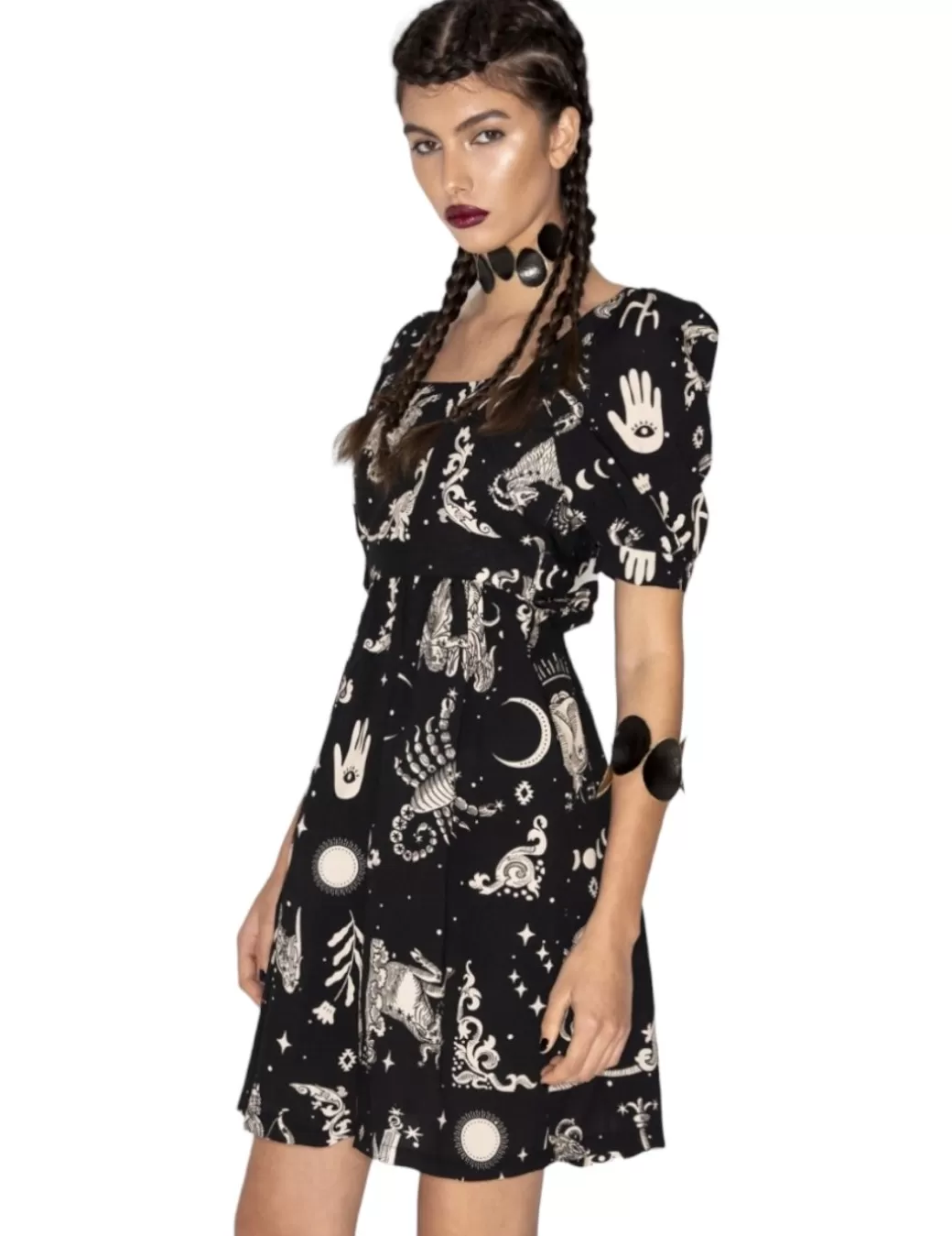 Fashion Peace&Chaos Vestido Solar Corto Negro