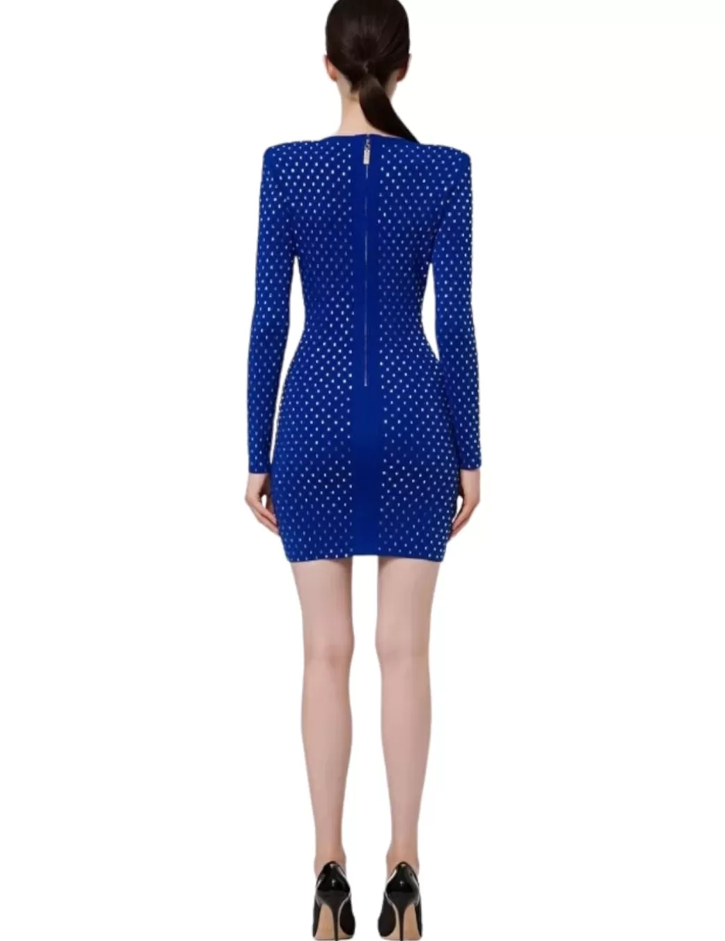 Store Elisabetta Franchi Vestido Punto Con Tachas Azul