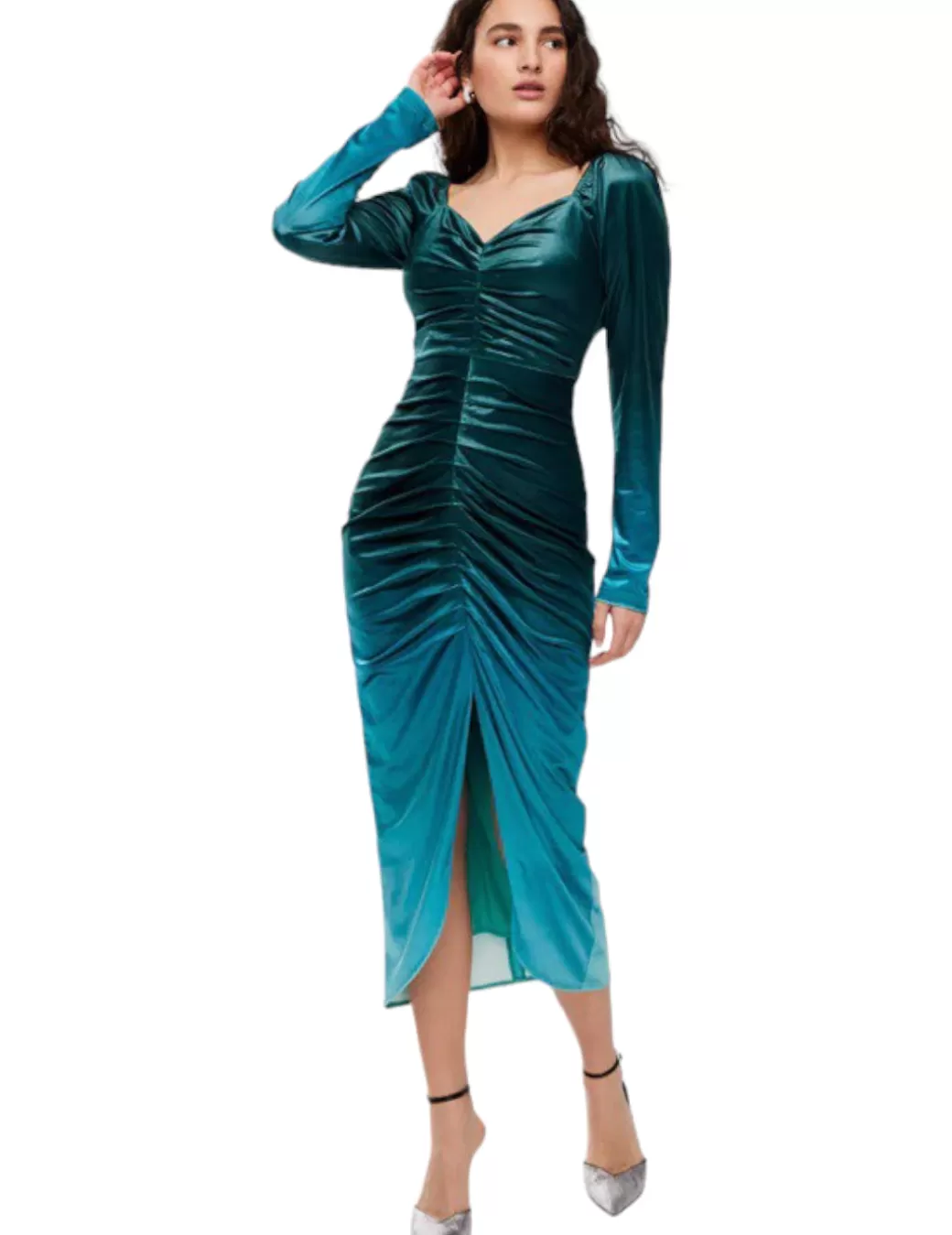 Hot Mioh Vestido Redford Greenful Terciopelo Verde