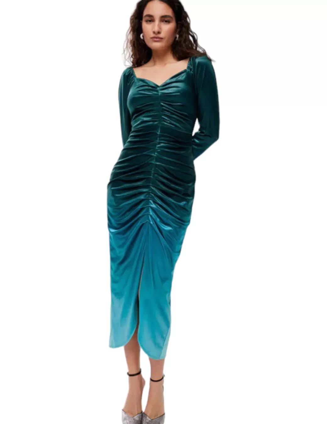 Hot Mioh Vestido Redford Greenful Terciopelo Verde