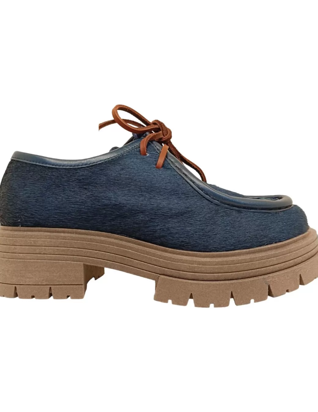 Cheap Kmb Zapato Cordones Pelo Potro Azul