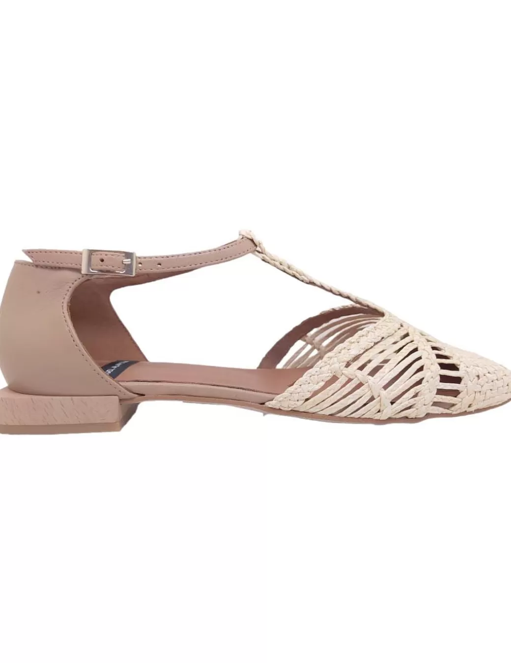 New Angel Alarcon Zapato De Rafia T-strap 23011 Danica Angel Alarcón Beig Beige