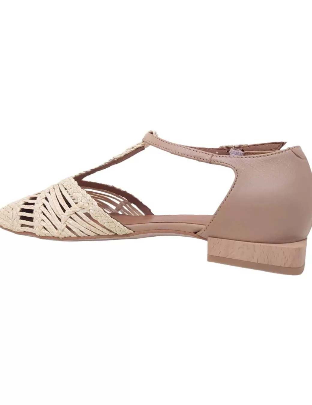 New Angel Alarcon Zapato De Rafia T-strap 23011 Danica Angel Alarcón Beig Beige